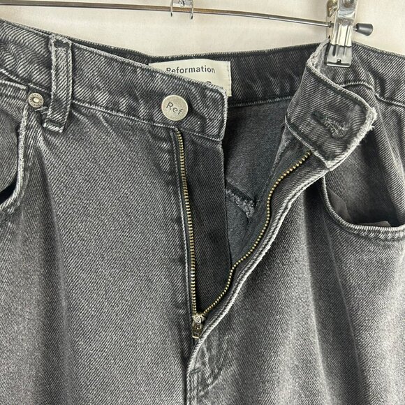 Reformation Star Jeans Women 31 Black Gray Seine Straight Leg Ankle Boho Grunge - Picture 10 of 12